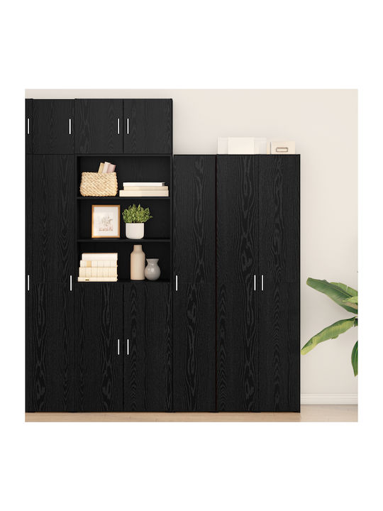 Cabinet Floor High Black Wood 30x42.5x185cm