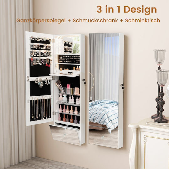 Costway Rectangular Bathroom Mirror Led with Shelf and Cabinet 120x37cm White