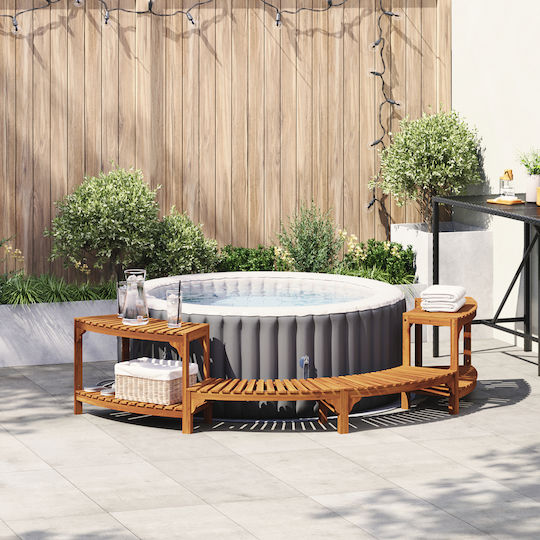 vidaXL Treaptă de piscină din lemn 252x111.5x55.5cm Maro