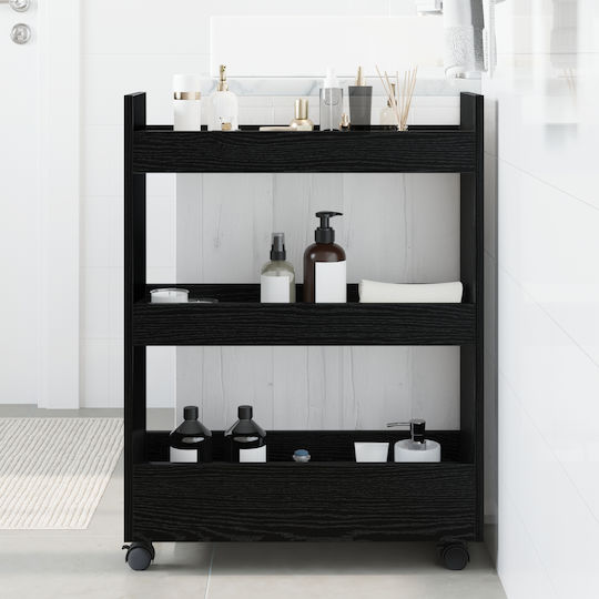 vidaXL Επιδαπέδια Ραφιέρα Μπάνιου Ξύλινη 60x22x80cm Μαύρη