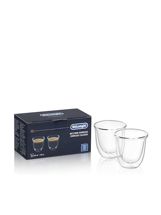 De'Longhi Set Tassen Espresso Glas Transparent 90ml 2Stück