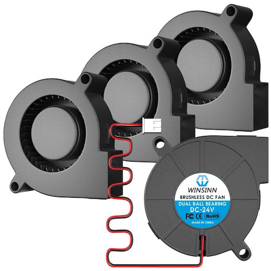 Set 4 Motoare 24V Accesorii pentru imprimante 3D Hidraulice Rulmenți Fără Perii 50 X 15 Mm Turbo Răcire 1 M Conductor Conector cu 2 pini Winsinn 5015
