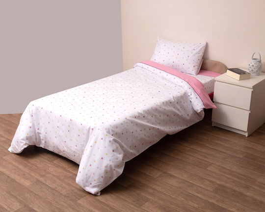 Viopros Duvet Cover Set Cotton Semi-double with Pillowcase 180x240 Pink