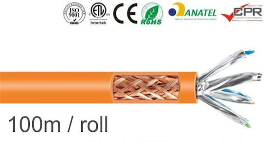 S/FTP Cat.7 10Gbps Network Cable Ethernet Unterminated 100m Orange