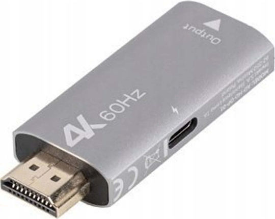 Lanberg AD-HD-DP-01 Μετατροπέας DisplayPort / HDMI male σε DisplayPort female Ασημί