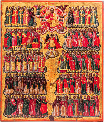 Artis Gilding & Restoring The All Saints Icon 18th Century 37 X 43 Cm