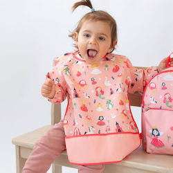 Kiokids Αδιάβροχη Ποδιά Υφασμάτινη με Τσέπη & Μανίκια Ροζ