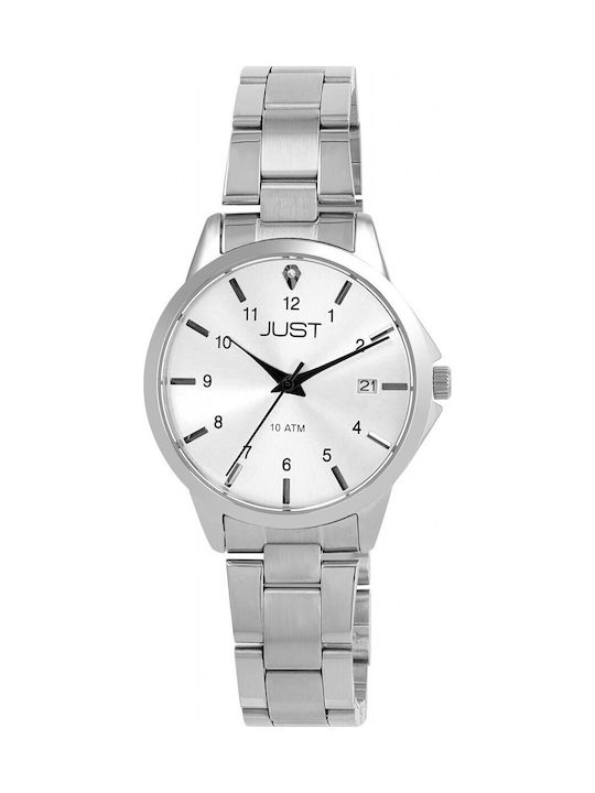 Just Watch Γυναικείο Ρολόι 34mm Μπαταρίας με Ασημί Μεταλλικό Μπρασελέ