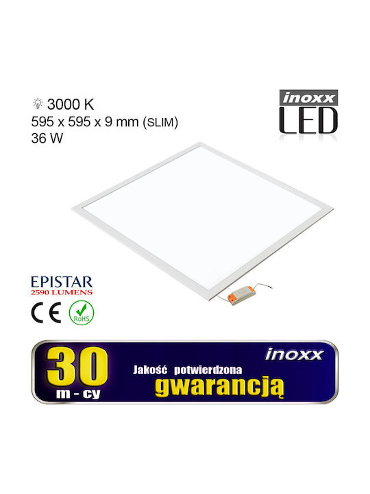 NVOX Recessed LED Panel 36W with Warm White Light 3000K