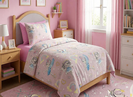 MayHome Βρεφικό Σεντόνι Λίκνου Βαμβακερό Ροζ 80x120εκ.