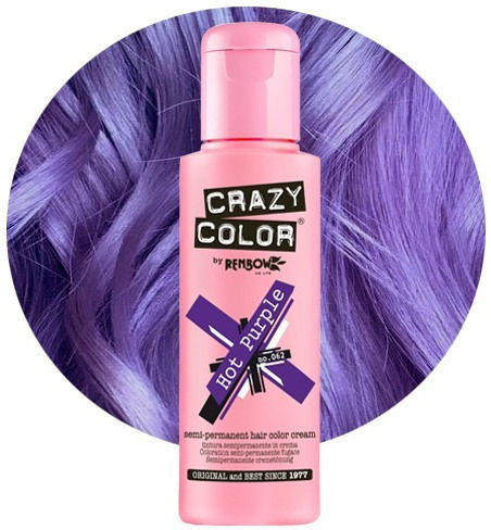 Crazy Color Προσωρινή Βαφή Μαλλιών Χωρίς Αμμωνία Hot Purple No062 100ml