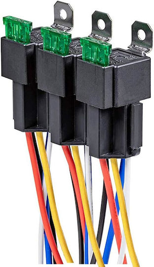 Set 3 Relee Auto SPDT Ato Atc Sigurantă 12V 30A Socket 5 Pinuri 14 Awg Cablu Gebildet