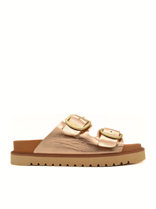 Leather Women's Flat Sandals Rose Gold 59054 D20 Rose Gold