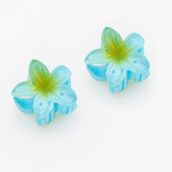 Mini Hair Claw Clip with Turquoise Flower