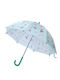 Tutete Kids Curved Handle Umbrella 3 Little Pigs with Diameter 67cm Light Blue