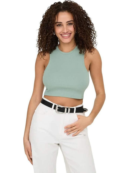 Only Γυναικείο Crop Top Βαμβακερό Αμάνικο Πράσινο