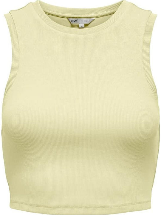 Only Γυναικείο Crop Top Βαμβακερό Αμάνικο Κίτρινο