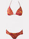 Bikini Set 3 Pieces Triangle with Removable Padding Animal Print Orange