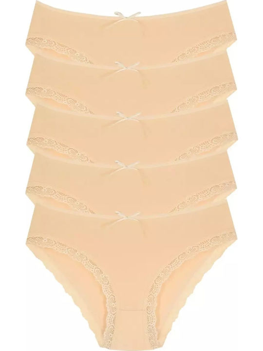 New Lilla Ψηλόμεσα String MultiPack με Δαντέλα Μπεζ