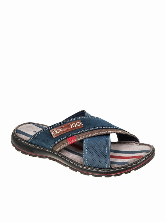Leder Herrensandalen in Blau Farbe
