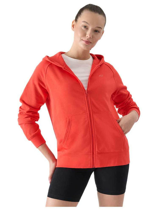 4F Women's Sweatshirt Jacket Hooded Red