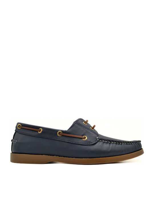 Men's Leather Boat Shoes Blue
