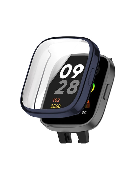 Защитна Силиконов Калъф със Стъкло в Син цвят за Redmi Watch 3