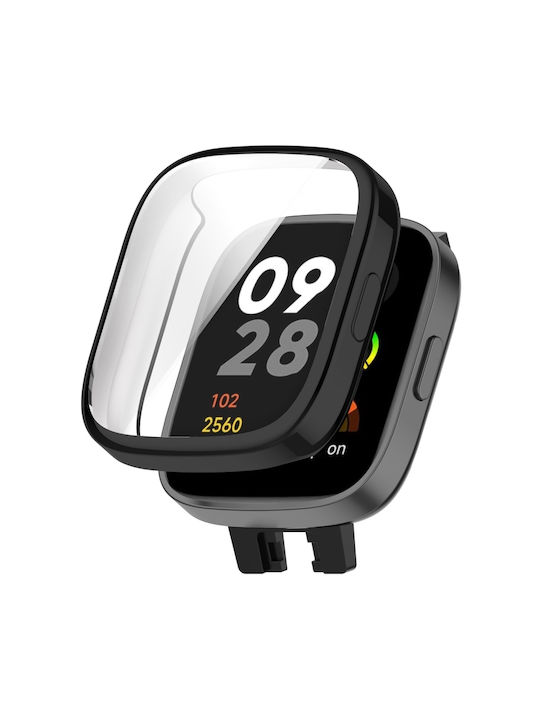 Защитна Силиконов Калъф със Стъкло в Черен цвят за Redmi Watch 3