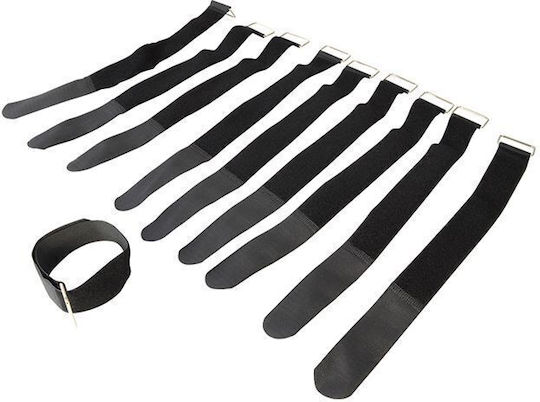 Cobra Pack of 10pcs Black Velcro Cable Ties CCT-203