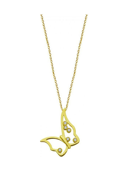Atofio Kosmima Charm with design Butterfly from White gold 9 K with Zircon