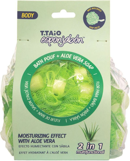 Burete de Duș 2 în 1 Cu Mesh Exfoliant Cu Săpun Integrat Aloe Vera Efect Hidratant Esponjabon 1 Bucată