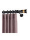Metallic Curtain Pole Triplet Double with Rail Φ25mm 120cm Matte Black/Gold