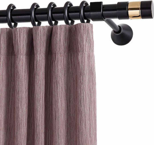 Metallic Curtain Pole KS19 Double with Rod Diameter 25mm Length 140cm Black Matte
