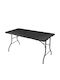 Outdoor Dinner Foldable Table with Plastic Surface and Metal Frame Black 152x70x74cm