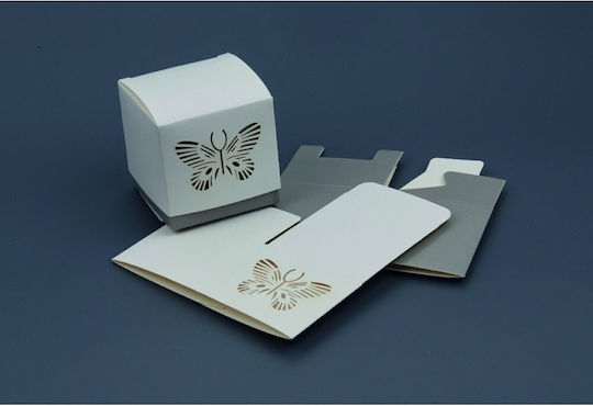Νκ204 Box for Gift with Theme "Butterflies" White 6x6x6cm.