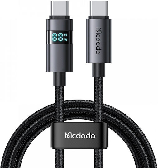 Mcdodo LED USB 2.0 Cable USB-C male - USB-C 100W PD Μαύρο 1.2m 4-53606
