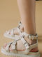 Women's Flat Sandals Gladiator Flatforms in Beige Color