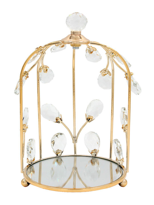 Keskor Metallic Round Decorative Tray with Mirror 15x15x25cm