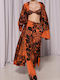 Women's Fabric Trousers Orange