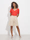 Damen Bermuda Leinen Beige