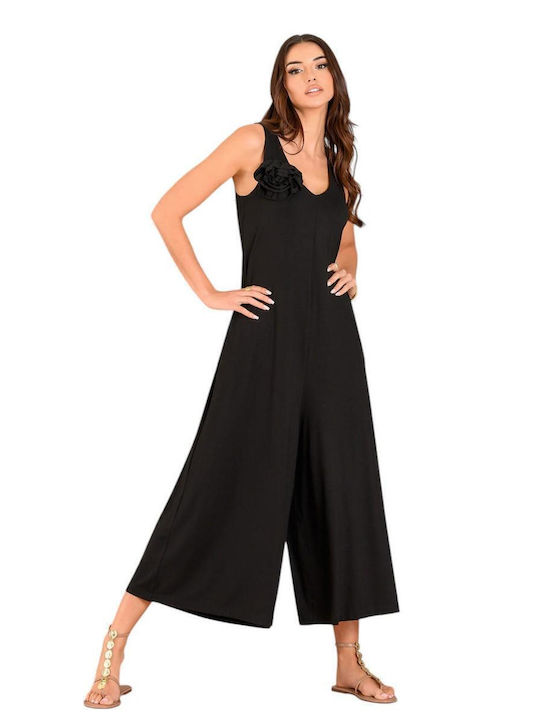 Derpouli Women's Sleeveless One-piece Suit Black