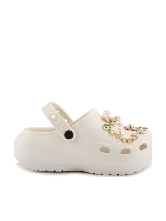 Fshoes Γυναικεία Σαμπό Λευκά