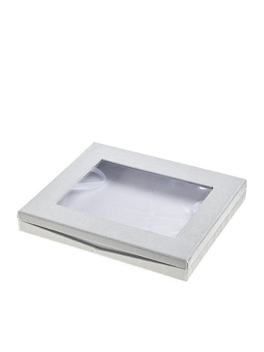 Tabletop Rectangle Wedding Crown Case Paper Silver 25x30cm