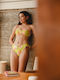 Strapless Bikini Top B Cup με Ενίσχυση Floral Κίτρινο