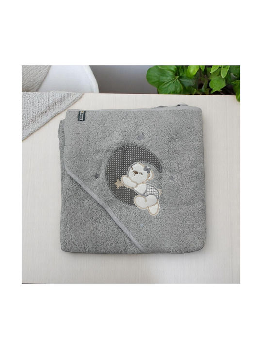 Blue Kids Baby Hooded Towel Gray 80x80cm