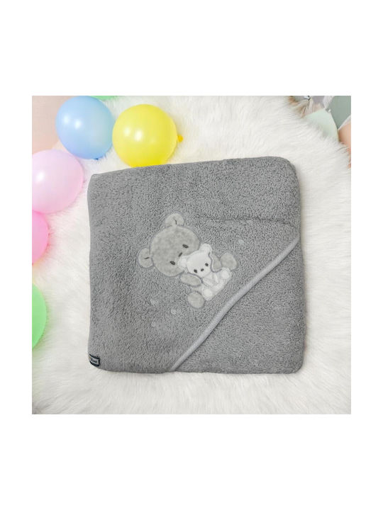 Blue Kids Baby Hooded Towel Gray 80x80cm