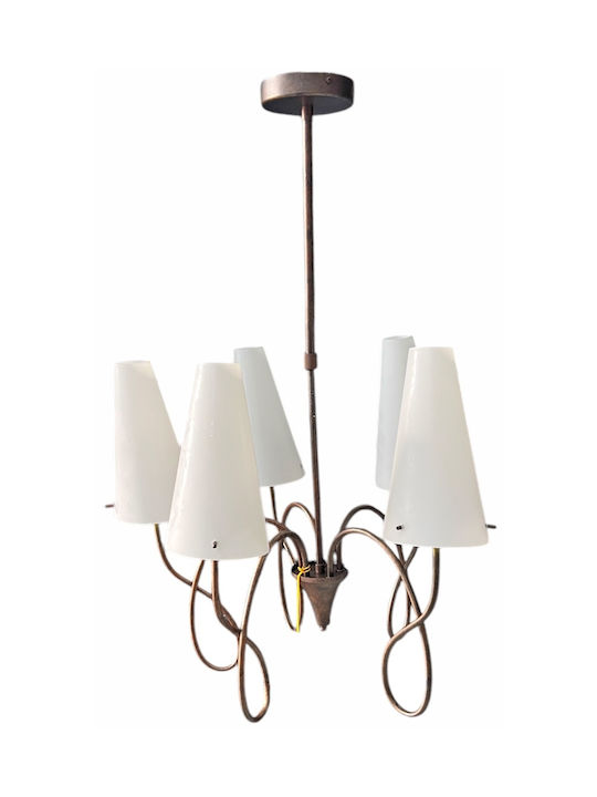 TnS Hängelampe Bronze für 5 Lampen E14, E.14 58x82cm.