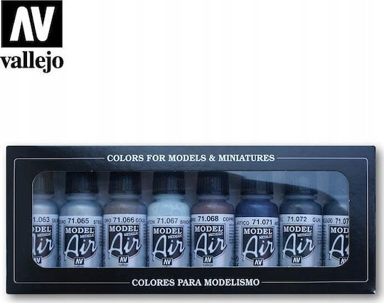 Acrylicos Vallejo Model Making Paint Set in Silver color 8pcs