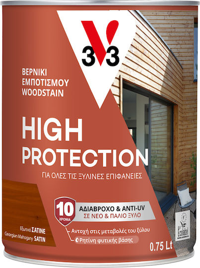 V33 High Protection Woodstain Satin,σατεν 750ml
