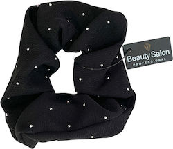Beauty Salon Hair Scrunchy Black Matte Silver Rhinestones